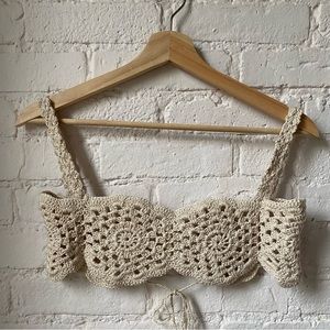Handmade Crochet Crop Top | Neutral Taupe | S-M